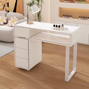 Cream Style All Solid Wood <b>Nail</b> <b>Table</b> <b>Nail</b> <b>Table</b> and Chair Set Japanese Rock Board Single Person and Double Person <b>Nail</b> Salon - Product Image 5