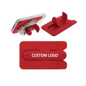 Support de téléphone portable multifonction en silicone avec logo personnalisé, porte-cartes de crédit professionnel, portefeuille adhésif pour smartphone - Product Image 1