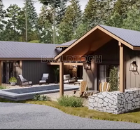 Maison modulaire de luxe en forme de U Maison préfabriquée à toit à double pente avec piscine privée Design et finitions haut de gamme
