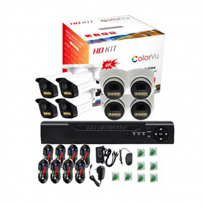 Sistem <span class=keywords><strong>CCTV</strong></span> Pengawasan <span class=keywords><strong>4</strong></span> Indoor <span class=keywords><strong>4</strong></span> Outdoor Harga Murah 8 Channel DVR Kamera Keamanan Full Color Night Vision untuk Toko - Product Image 1