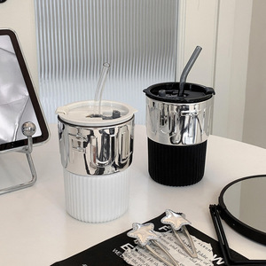 Tasse à café en verre bambou haut de gamme, design élégant, tasse à lait de luxe légère, verre à paille domestique, tasse à thé - Product Image 5