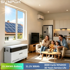 SUNPOK แบตเตอรี่เก็บพลังงานสำหรับบ้าน15kWh แบตเตอรี่ LiFePo4 51.2V 300AH ระบบสัมผัสหน้าจอ48V แบตเตอรี่ลิเธียม<span class=keywords><strong>10kW</strong></span> พร้อมล้อเคลื่อนย้าย - Product Image 1