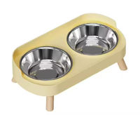 Bol double pour chien en acier inoxydable, gamelle anti-renversement pour chat, protection ergonomique du cou, bol pour animaux de compagnie en PP anti-éclaboussures et écologique