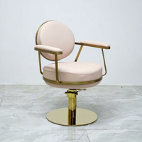 Nouvelles tendances moderne pas cher rose or Base en acier inoxydable Salon de coiffure chaise de coiffure coupe chaise de barbier à vendre