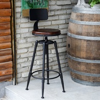 Chaise de bar rétro américaine en fer, tabouret haut de réception, chaise de loisirs en métal massif, chaise de bar relevable pour café