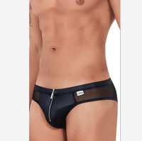 Doorzichtige Stof Op De Rug Lean Cut Bikini Korte Broek Voor Mannen Met Privélogo Ondergoed Heren Rits-Mesh Bikini