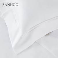 SANHOO échantillon gratuit Offre Spéciale 5 étoiles 100% coton tissu personnalisé blanc hôtel taie d'oreiller ensemble de literie pour Hilton