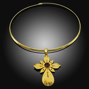 패션 주얼리 세트 파키스탄 여성용 주얼리 세트 금색 레드 젬스톤 목걸이 팔찌 귀걸이 반지 세트 - Product Image 3