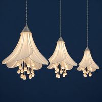 Ensemble de lampes suspendues en métal argenté en forme de feuille, trois tailles, en argent et blanc chaud, pour mariages et événements