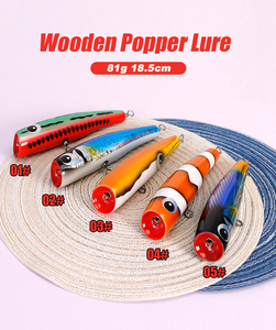 Leurre de pêche flottant en bois de 81g avec hameçons robustes pour la pêche en haute mer de GT et de thon en eau salée, action de lancer en surface - Product Image 3