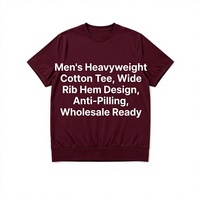 T-shirt uni de style sweat-shirt à ourlet côtelé QualityTee, 100 % coton, poids lourd, haute qualité, marque privée