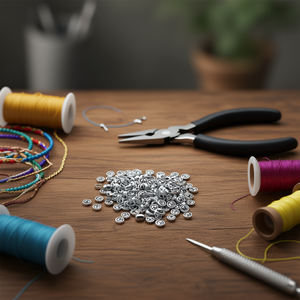 Perles Ilan Abalorios Symbole de la Paix 4x7mm Argentées pour la Fabrication de Bijoux 17g environ Réf 30501 - Product Image 3