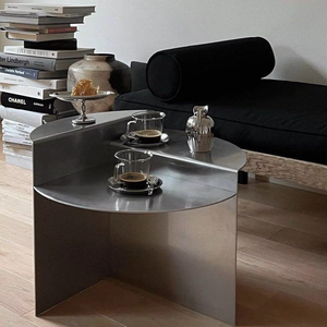 Elegante Tavolino da Caffè in Acciaio Inossidabile, Struttura Minimalista in Metallo, Personalizzabile, Nessun Montaggio Richiesto, Stile Contemporaneo - Product Image 4