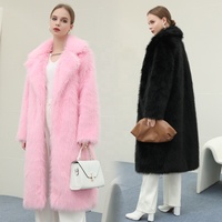 Manteau long en fausse fourrure marron Zeyu pour femme, col à revers épais et chaud, manteau en fausse fourrure écologique et chaud pour femme, ODM