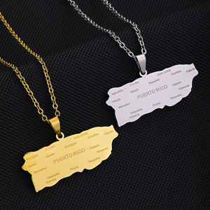 Collar con Colgante <span class=keywords><strong>de</strong></span> Mapa <span class=keywords><strong>de</strong></span> <span class=keywords><strong>Puerto</strong></span> <span class=keywords><strong>Rico</strong></span> en Acero Inoxidable con Letras Grabadas, Joyería <span class=keywords><strong>de</strong></span> Titanio <span class=keywords><strong>para</strong></span> Parejas - Product Image 3