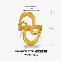 Vente en gros d'anneaux ouverts géométriques creux en acier inoxydable plaqué or 18 carats, bijoux minimalistes pour femmes, été