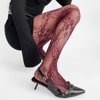 Collants en résille de dentelle française pour femmes, collants sexy à motif floral, bas en résille noirs, collants en dentelle