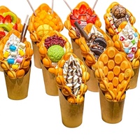 Boîte à frire en papier kraft pour gaufres aux œufs, conteneur à emporter pour gaufres aux œufs et crème, gobelet épaissi à ouverture oblique pour patates douces et ignames cuites