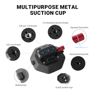 YUANYUJINGMI Support de caméra à ventouse double à dégagement rapide 6 pouces avec vis 1/4 po et 3/8 po, support en aluminium compatible sports - Product Image 4