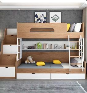 Moderno letto a castello semplice per bambini mobili di lusso camera da letto ragazze con cassetto di stoccaggio ragazzi letto a castello singolo - Product Image 4