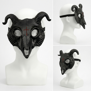 Máscara de Cabeza de Cabra Gótica para Adultos, Máscara de Cabeza de Animal, Máscara Facial Realista para Cosplay, Decoración para Fiestas de Halloween, Accesorio para Eventos con Temática de Terror - Product Image 5