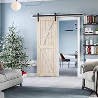 Porte coulissante de grange en bois de pin massif fini, design moderne en K-frame, certifiée BSCI RheTech, avec intérieur en fibre de verre, garantie 3 ans