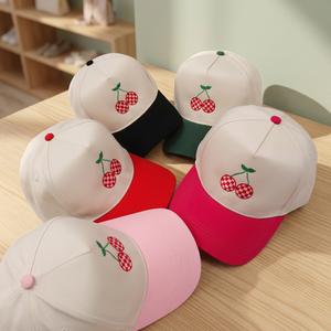Sombrero de papá de dos tonos cereza de 5 paneles de alta calidad OEM, gorra de béisbol deportiva con marco no estructurado, diseño Snapback ajustable con bordado 3D - Product Image 1