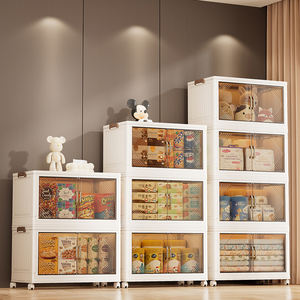 8094-4 Standard prix de gros <span class=keywords><strong>portable</strong></span> pliable clair armoire collations poupée articles divers boîte de rangement en plastique avec roues de couvercle - Product Image 5