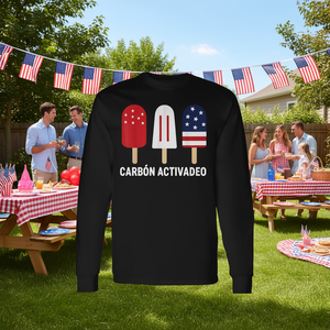 Camiseta de manga larga americana roja y azul con diseño de paleta de helado para el 4 de julio de EE. UU. - Product Image 3