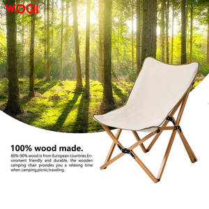 Silla Plegable para Exteriores Woqi, Silla de Jardín de Madera Maciza con Tela Oxford, Silla de Camping Portátil con Bolso, Color Leche - Product Image 4