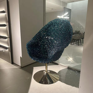 Kursi Santai Putar Modern Polikarbonat Hotel, Kursi Telur Plastik Kuning Tinggi, Desain Kreatif Elegan, Kursi Santai Queen - Product Image 5