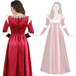 XL Retro Lace Trim Court Vestido largo Vestido Nuevo Halloween Red Queen and King Costume Christmas Echo Character Design - Product Image 4