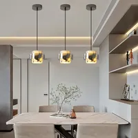 Nouvelle Lampe Suspendue LED de Luxe en Pierre Marbrée, Style Européen, pour Maison, Appartement, Chambre, Table à Manger, Îlot de Cuisine, Installation Facile