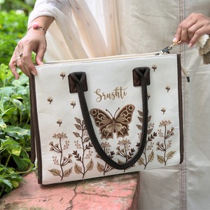 Most Selling Custom Butterfly Tote <b>Bag</b> <b>Personalised</b> Name Embroidery Cotton Reusable Grocery Shopping <b>Bag</b> for Women For Sale - Product Image 1