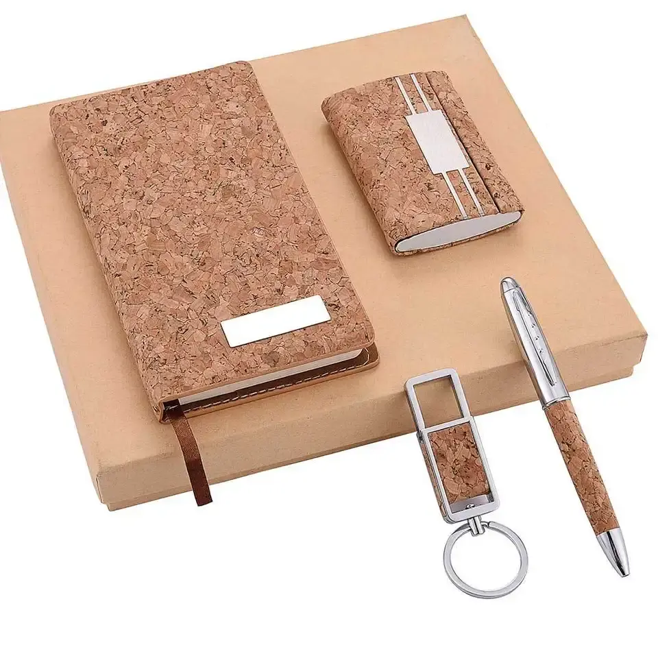 Eco Friendly Cork Notebook Set Custom Company Corporate Promotional Gift items Set Business Stationary Set