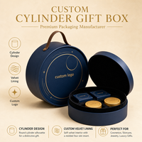 Boîte cadeau cylindrique écologique Gotop avec poignée en cuir et intérieur en velours noir, compartiments moulés sur mesure