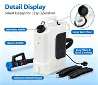 Pulvérisateur à dos ULV 10L, débit 5-6m, portée 6m, machine de nébulisation électrique à froid pour désinfection et assainissement, OEM disponible