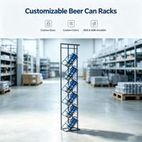 Présentoir vertical en métal pour canettes de boissons, support de sol pour bière et soda, présentoir de canettes pour magasin de détail