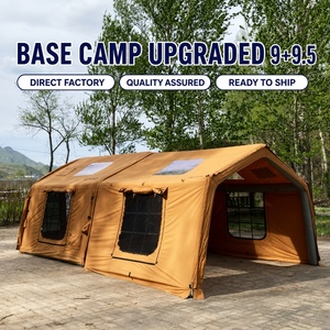 Tente de camping <span class=keywords><strong>gonflable</strong></span> de luxe en coton TC avec tunnel d'extension et fenêtres en TPU pour la famille en extérieur - Product Image 1