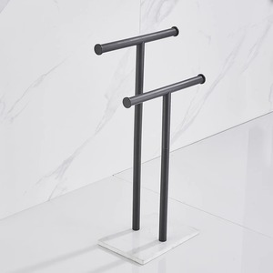 Portasciugamani verticale da appoggio in acciaio inossidabile spazzolato effetto marmo, mobile, con doppio portasciugamani per asciugatura mani e stoccaggio - Product Image 3