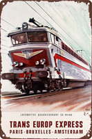 Décoration Murale 20x30cm Plaque Métallique Vintage Train Personnalisée Rétro Artisanat Aérien pour Maison Garage Cave Homme Affiche Murale Décorative en Étain