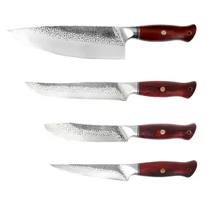 أحدث الإصدارات مجموعة سكاكين مطبخ من 4 قطع بتصميم فريد للعمل الصعب 50CR15MOV مزودة بمقبض خشبي