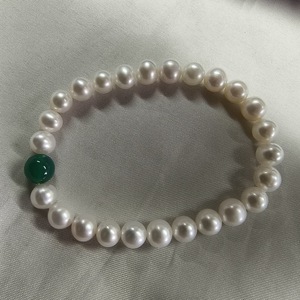 Bracelet en perles d'eau douce de haute qualité, non nucléaires, 6-7 mm, presque rond, sans défaut, avec fil élastique simple, ensemble de bijoux tendance - Product Image 4