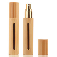Bouteille en verre de bambou écologique portable OEM de 10 ml, logo personnalisé, flacons de parfum cosmétique avec pompe personnalisée