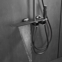 Robinet de salle de bain thermostatique numérique de luxe ensemble de robinet de douche pistolet gris laiton mitigeur chaud et froid système de robinet de douche