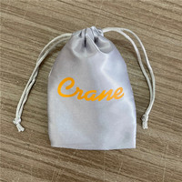 Pochette cadeau personnalisée en satin argenté doux, imprimée, à cordon, pour emballage de bijoux