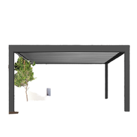 Kit de gazebo extérieur en aluminium électrique imperméable au soleil et à la pluie de marque Oscar, 4x3, auvent métallique, toit rétractable à lames, jardinage