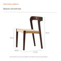 Chaise de salle à manger en bois massif pour la maison Salon Restaurant Balcon Dossier Tabouret Café Maison Vintage Mid-Century Chaise en rotin