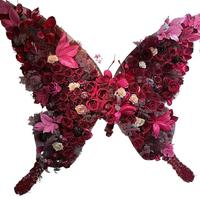 Mur floral géant écologique en fil métallique, motif papillon et rose, bleu glace pilée, idéal pour la Saint-Valentin et les mariages