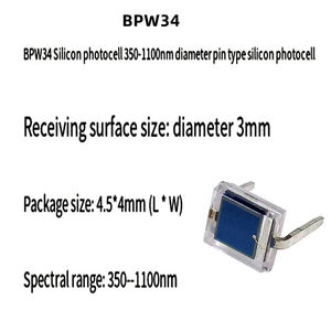 โฟโตไดโอด BPW34 DIP-2 โฟโตไดโอดซิลิคอน PIN BPW34 หลอดรับสัญญาณอินฟราเรด BPW34 - Product Image 2